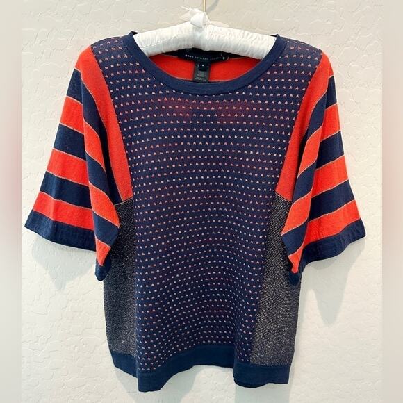 Marc By Marc Jacobs Sweaters - 🆕 MARC JACOBS | Navy & Red Striped Polka Dot Metallic Lightweight Top | Small